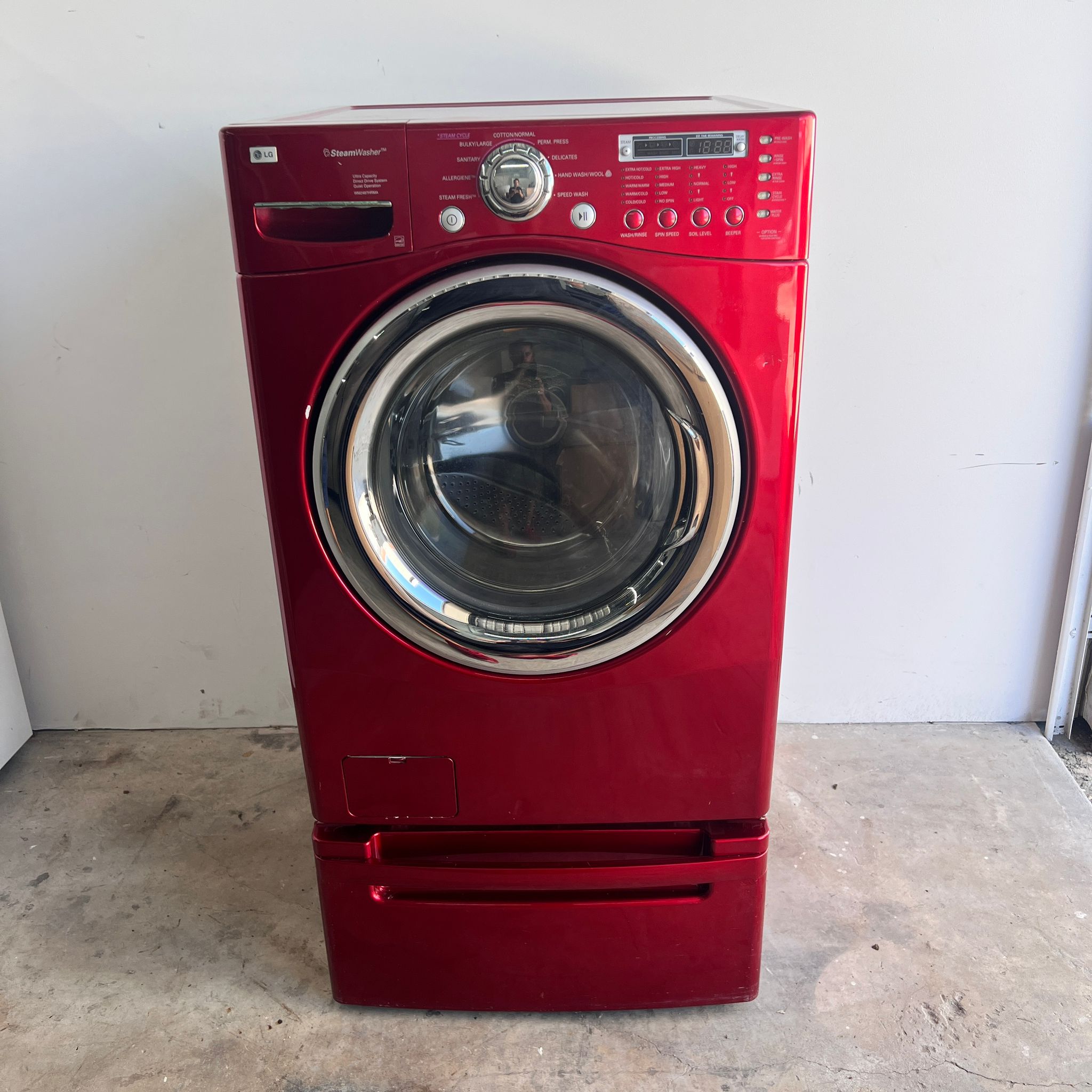 LG-Washer-Front Load-Red-with-Pedestal LG-Washer-Front Load-Red-with-Pedestal